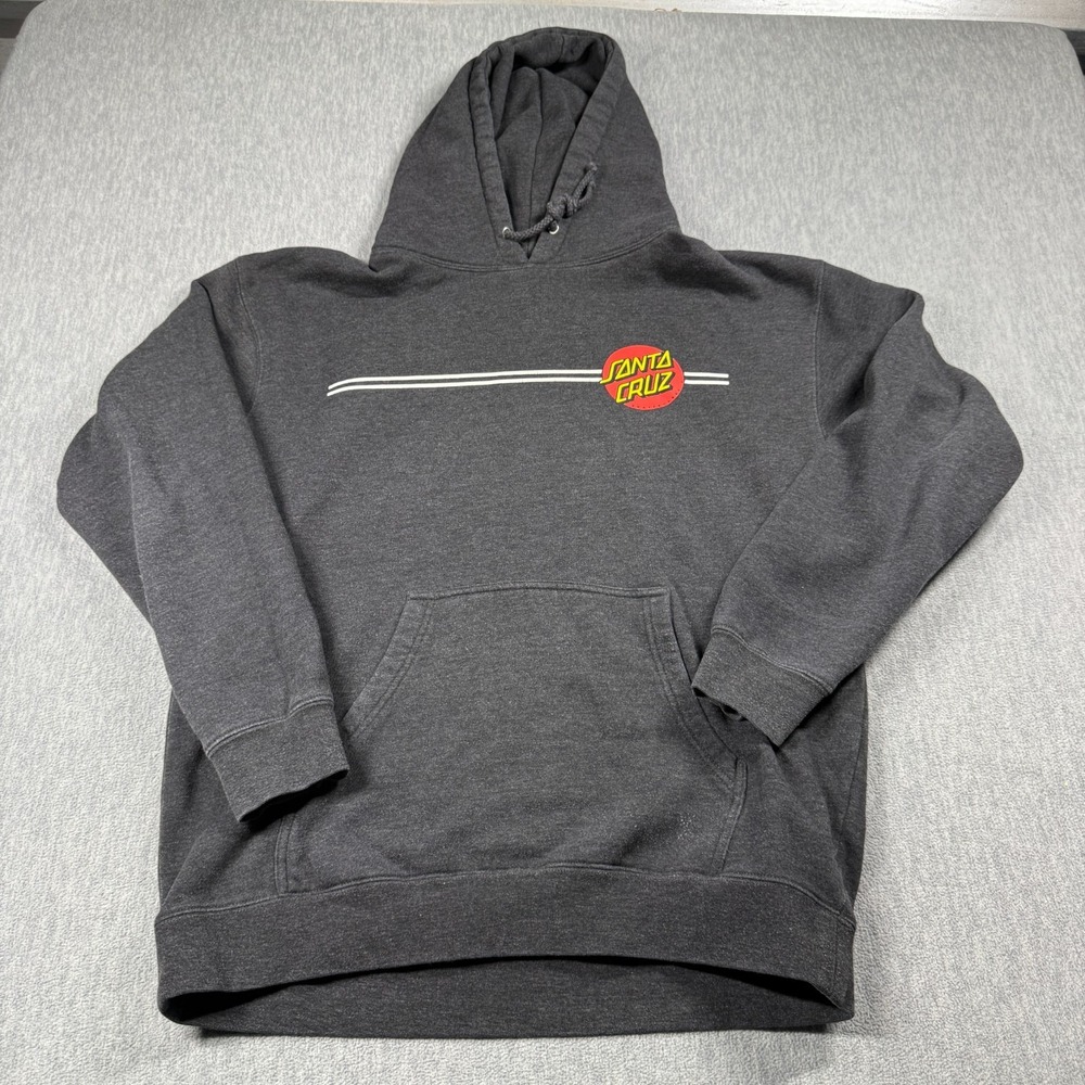 Santa Cruz Sweatshirt Mens Large Dark Charcoal Gray Skate Logo Graphic Hoodie